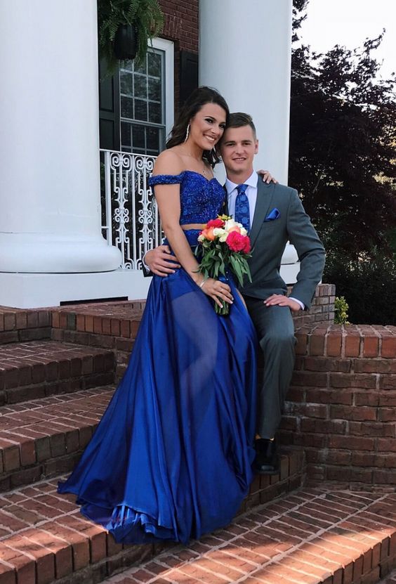 A-Line Long Prom Dress two piece evening dress cg19329