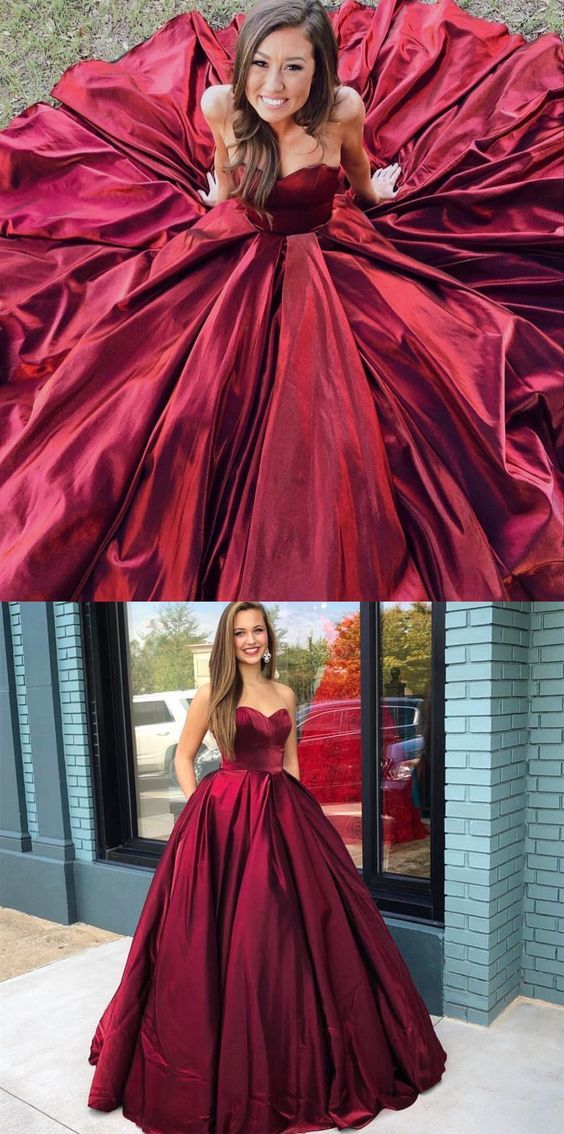Simple satin long prom dress Gorgeous Sweetheart Long Formal Dress with Pockets cg19338