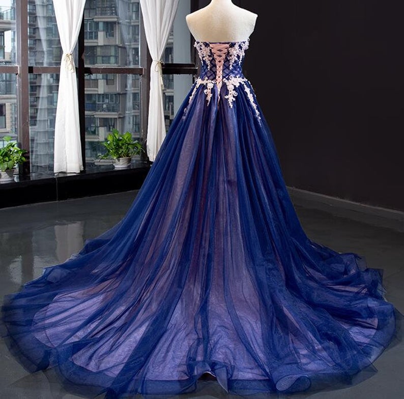 Strapless A-line Tulle Long Prom Dresses with Appliques Girls Dresses Party Dress Formal Dress Evening Dresses cg19370