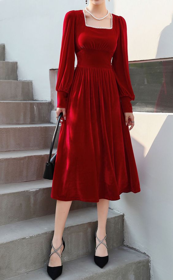 Long Sleeve Velvet Dress prom dresses Evening Gowns cg19424