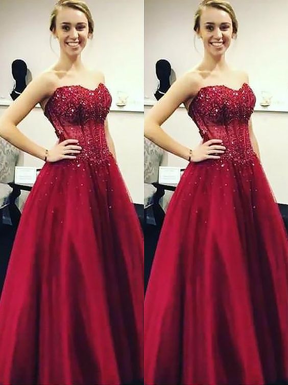 Ball Gown Sleeveless Sweetheart Beading Floor-Length Satin Dresses Prom Dress cg19427