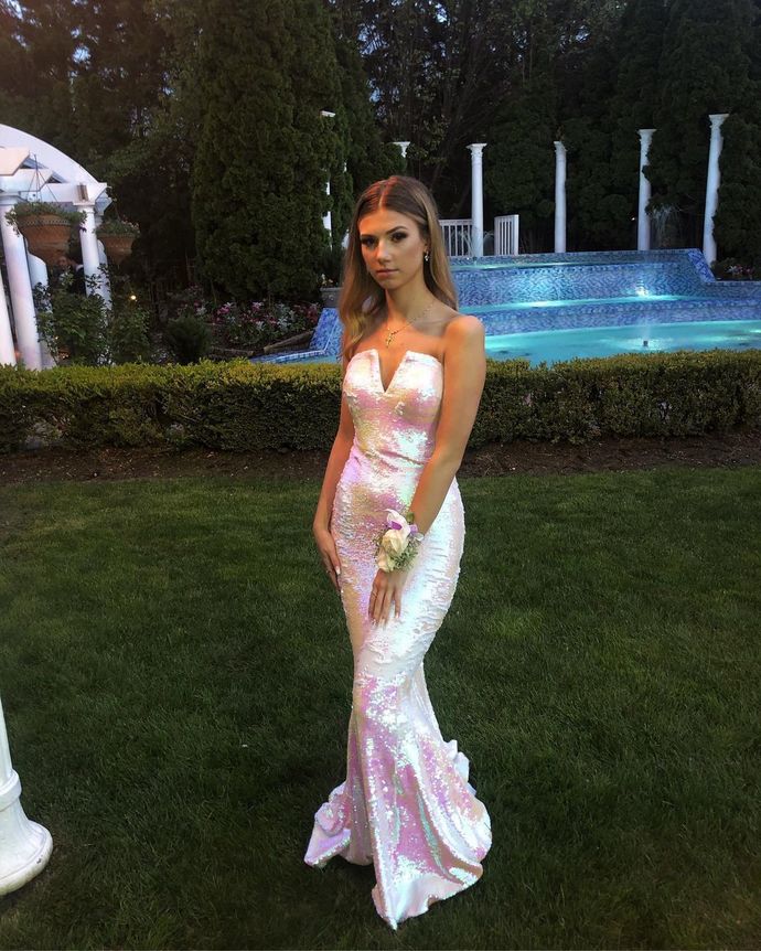 Mermaid Sequined Strapless Formal Dress Prom Gown cg19500