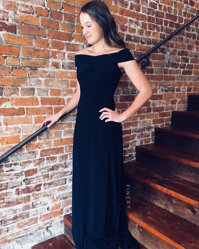 Elegant Off the Shoulder Black Formal Dress Prom Dress cg19507