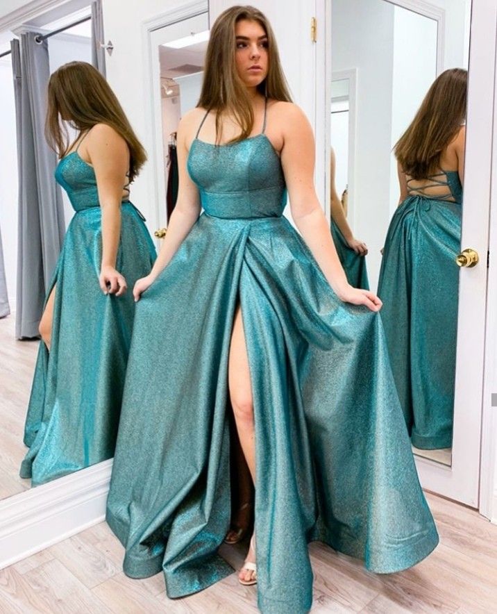 spaghetti straps gown leg split long prom dress evening dress cg19555