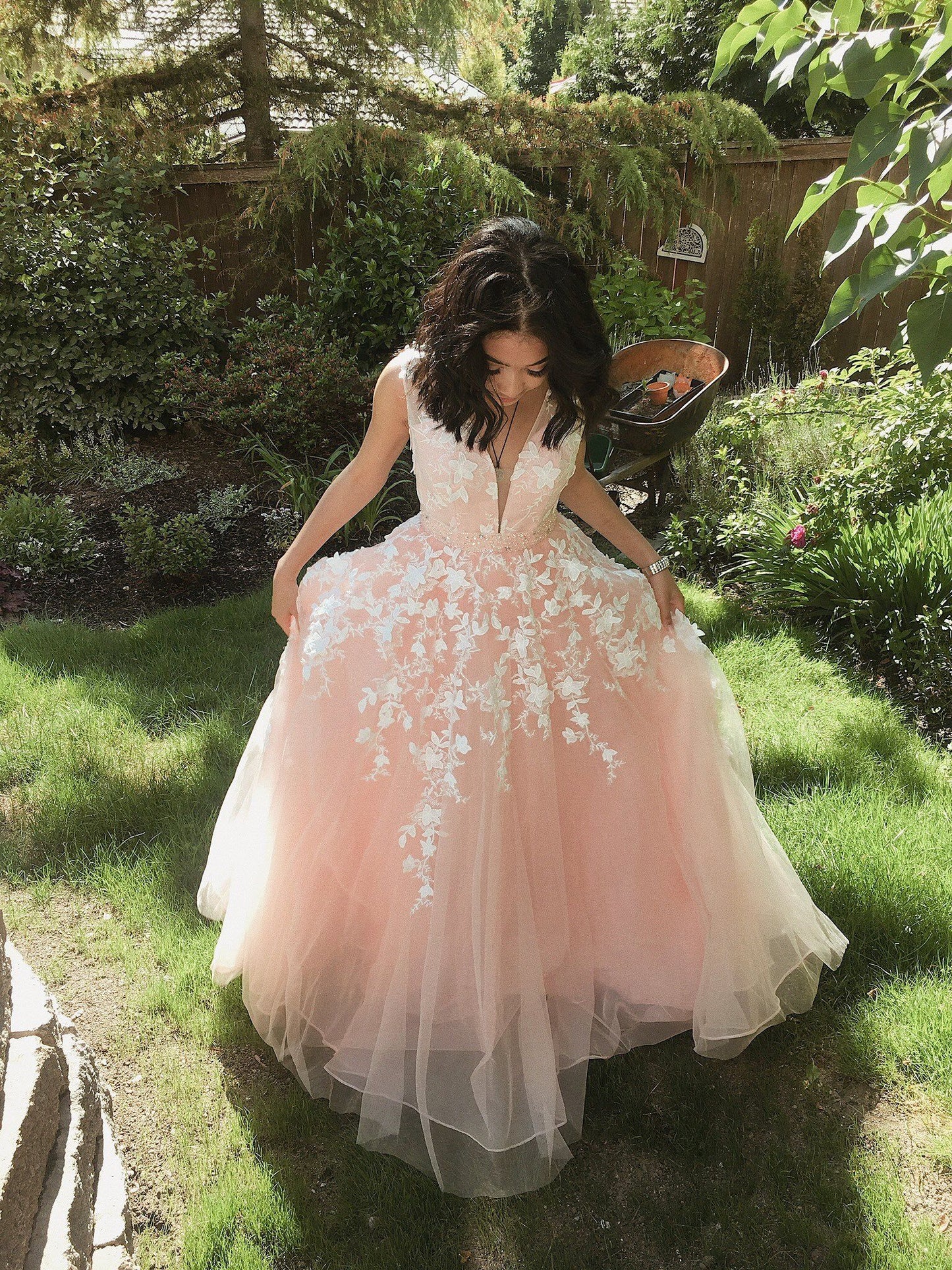 tulle lace long prom dress tulle evening dress cg19594