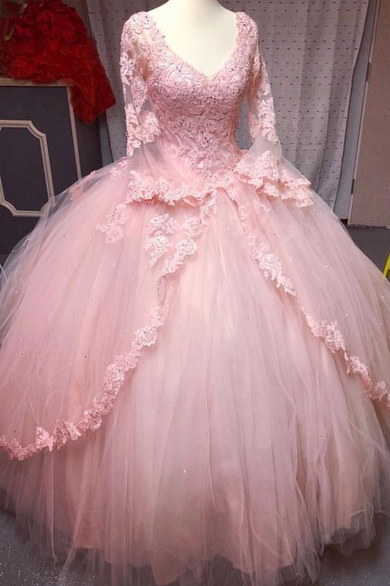 long sleeves quinceanera dresses,blush pink quinceanera dresses,ball gowns quinceanera dresses,sweet 16 prom dress cg19599