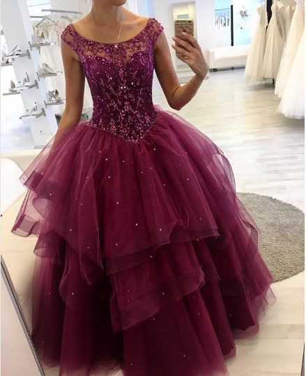 Charming Tulle Prom Dress With Beading cg19683