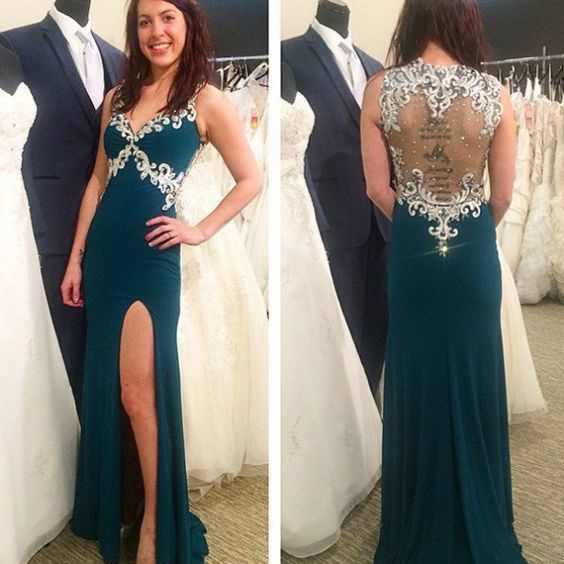 Lace Appliques Long Prom Formal Prom Dresses cg19690