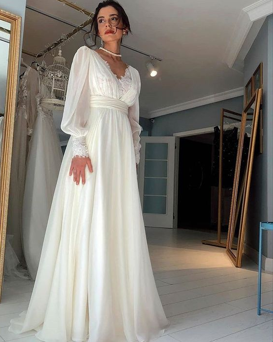 Beautiful Lace Chiffon Prom Dress, Chic Prom Dress cg19700