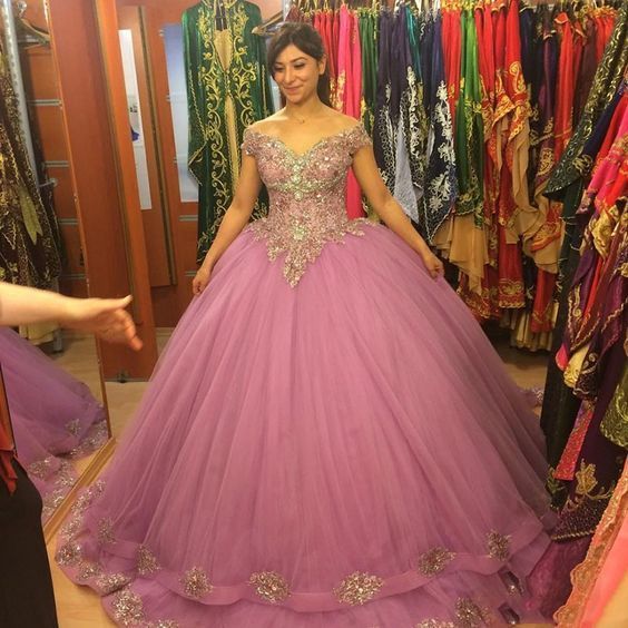 Off then shoulder beading prom dress,tulle ball gown cg19778