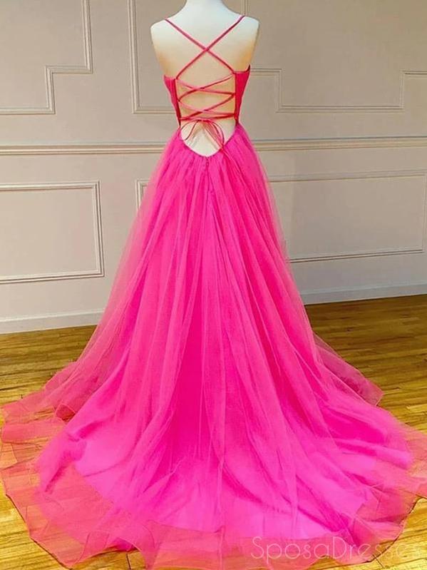 Simple A-line Tulle Sleeveless Long Prom Dresses, Sweet 16 Prom Dresses cg19824