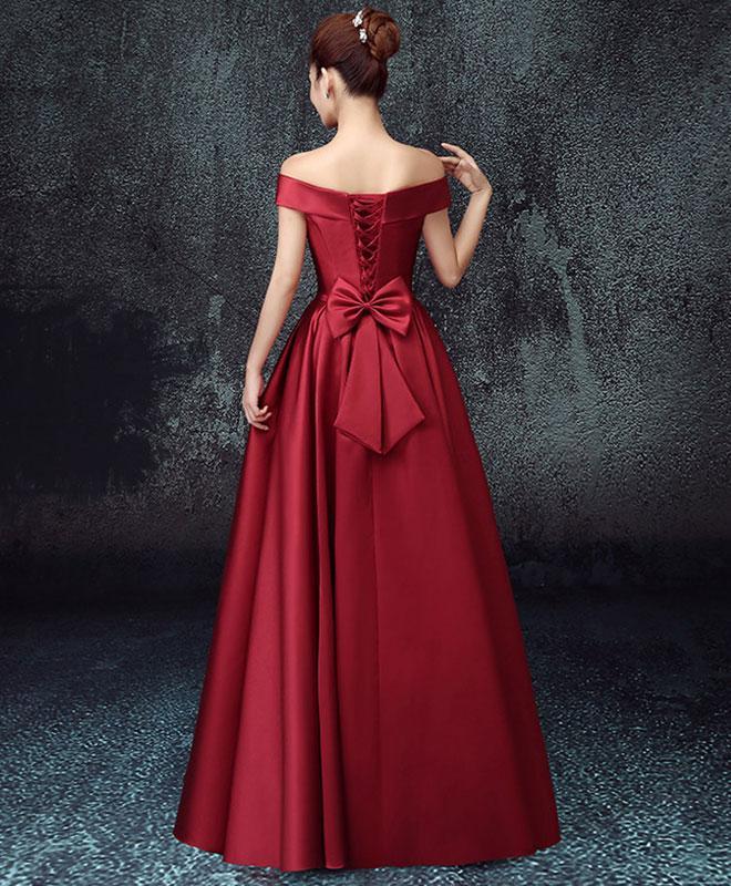 Simple Satin A-Line Off Shoulder Floor Length Party Dress, Satin Prom Dress Evening Dress cg19836