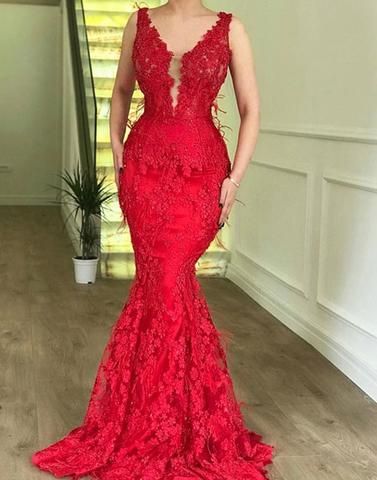 Illusion V Neck Lace Mermaid Formal Occasion Dress Long Prom Dress cg19849