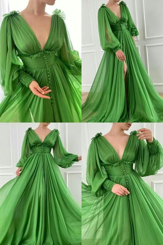 long prom dress full length fanshion dress,green evening dress cg19871