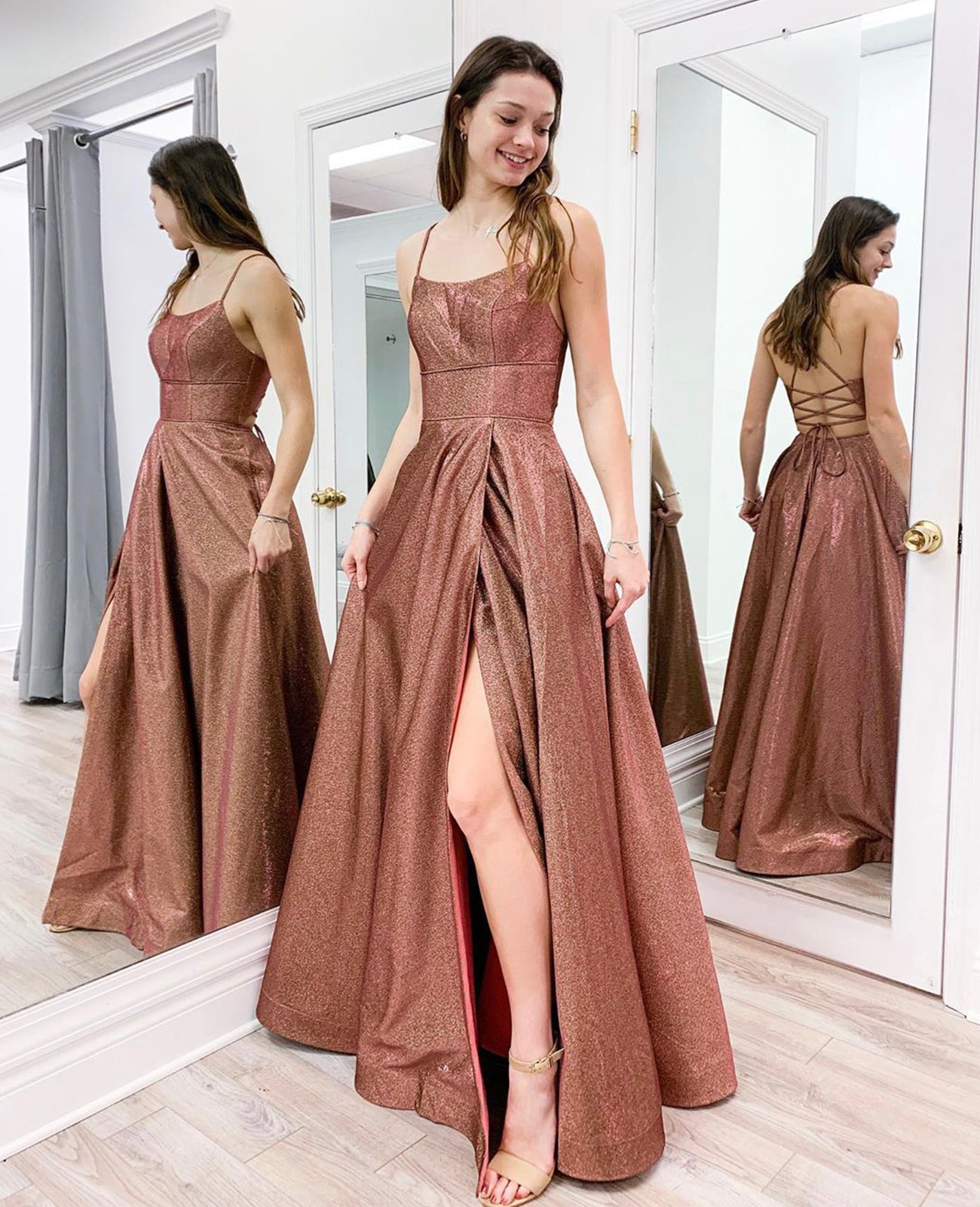 STYLISH A LINE SATIN LONG PROM DRESS EVENING DRESS cg19932