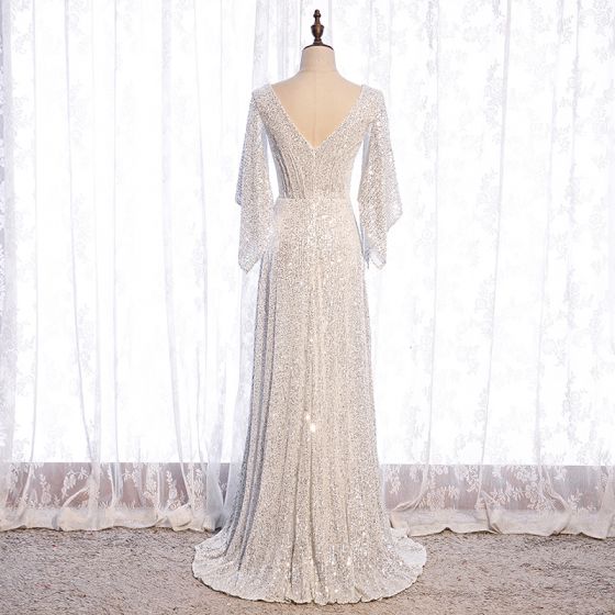 Silver Sequined Prom Dress cg19990