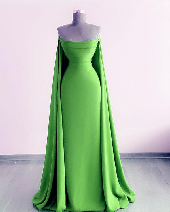 Long Prom Dresses Cape Back Satin Strapless Mermaid Evening Dresses cg20041