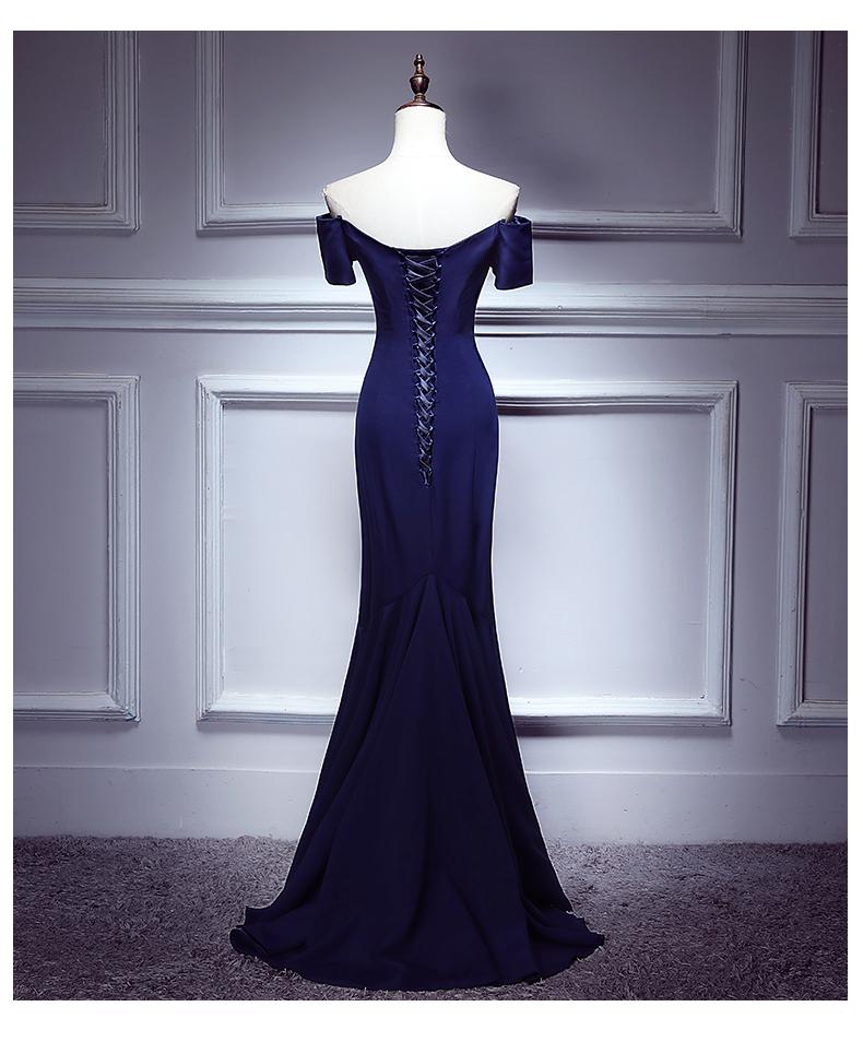 Navy Blue Spandex Mermaid Sweetheart Evening Gown, Charming Blue Prom Dress Party Dress cg20090