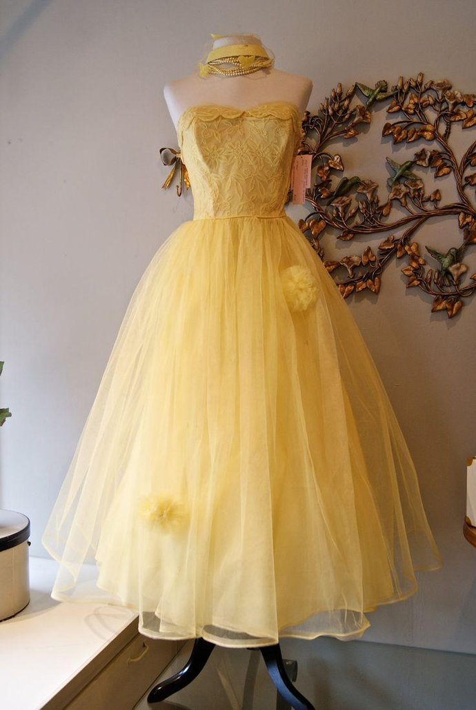 Princess yellow prom dresses evening gown cg20174