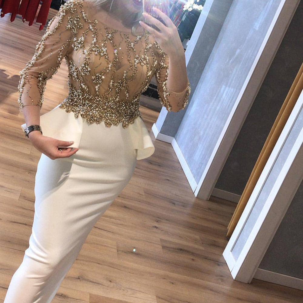 sheath prom dresses, pearls prom dresses, back slit prom dresses cg20209