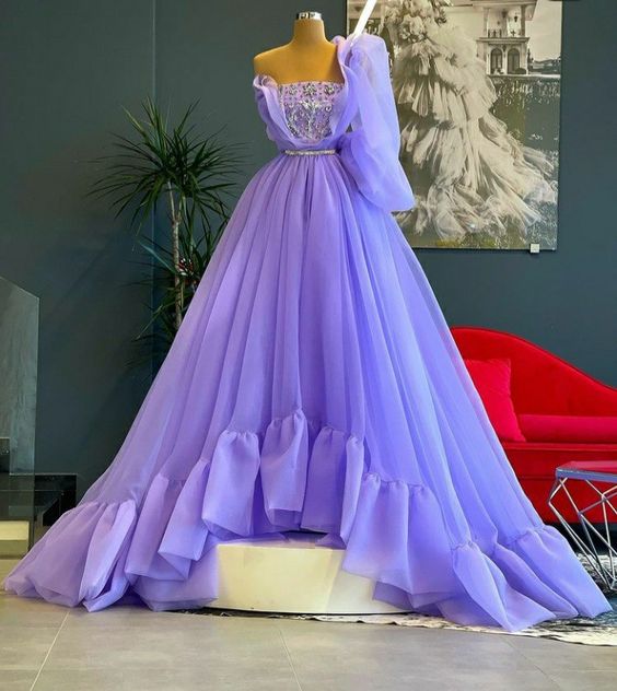 A line long prom dress, purple evening dress cg20282