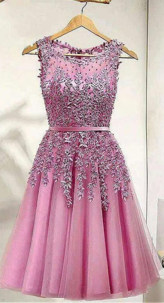 Pink Homecoming Dresses,Short Party Dress,Lace Appliques Homecoming Dress cg20330