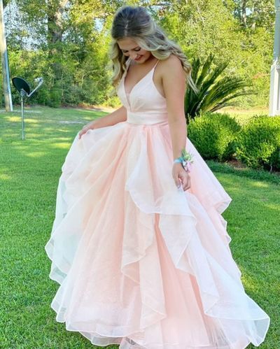 Princess Blush Pink Long Prom Dress cg20338