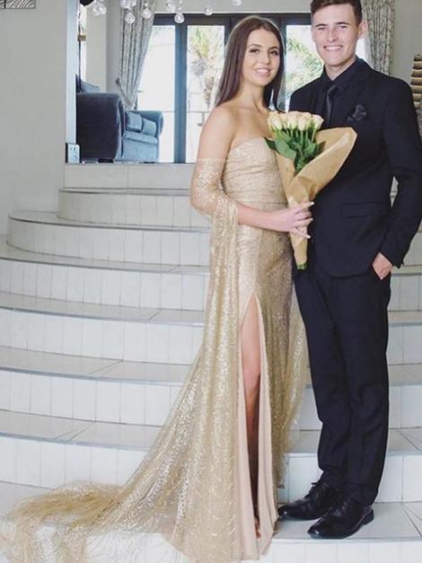 Elegant Cocktail Straight Side Slit Tulle Sequin For Young Girls Evening Long Prom Dresses cg20476