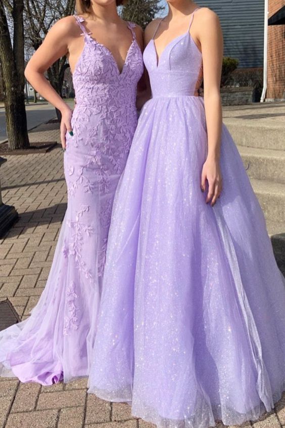 A line Lavender Prom Dresses cg20486