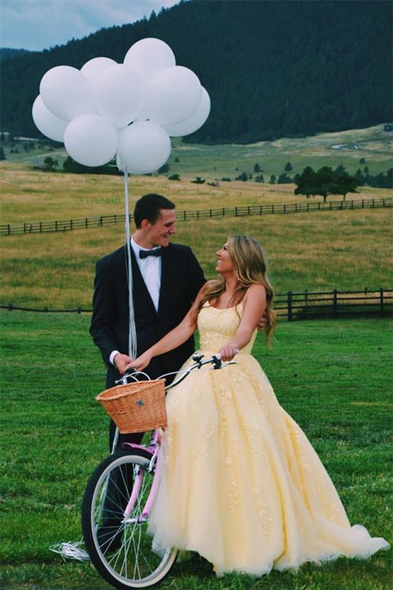 A-line yellow long prom dress Long Formal Dresses cg20504