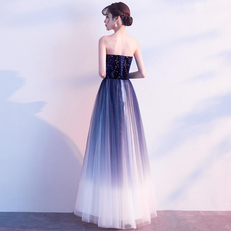 Blue Gradient Tulle Simple A-Line Party Dress, Blue Gradient Formal Dress Evening Dress Prom Dress cg20573