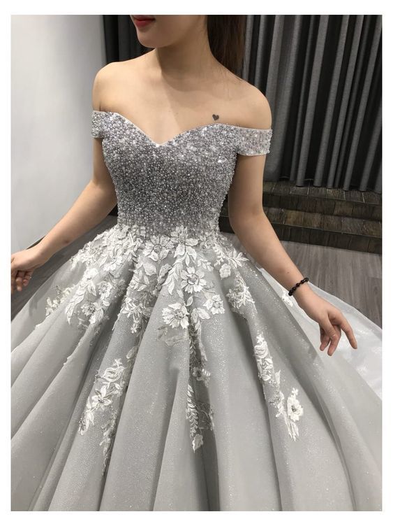 Off the shoulder grey prom dress, charming prom dress cg20582