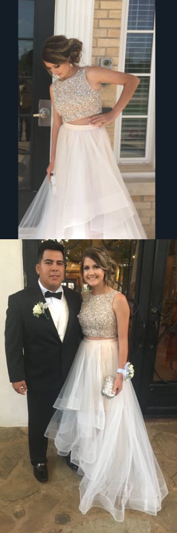 Two Pieces A-Line Beading Prom Dresses,Long Prom Dresses cg20642