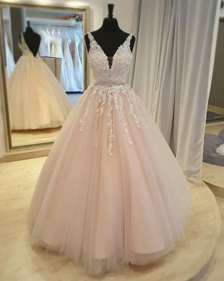 A-line pink tulle and lace appliques long prom dress formal dress cg20730