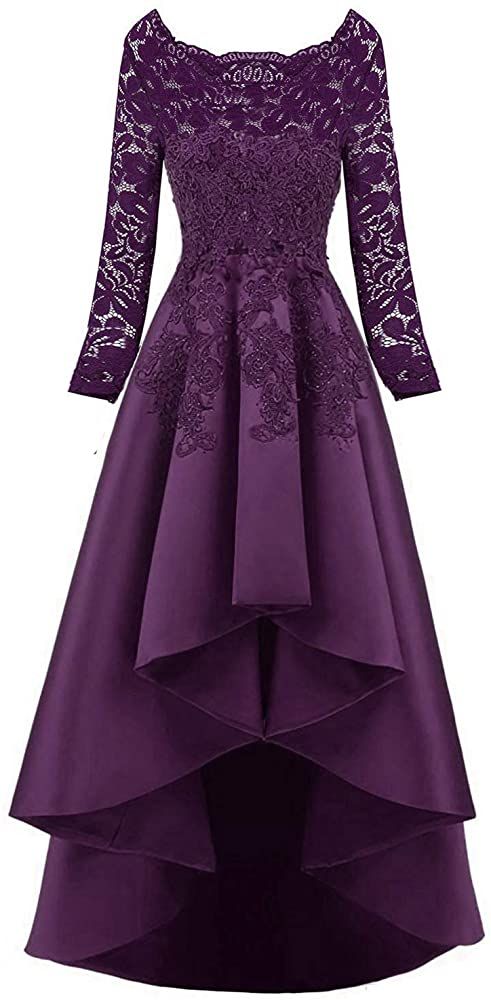 Womens Long Sleeves Beaded High Low Evening Prom Party Dresses cg20738