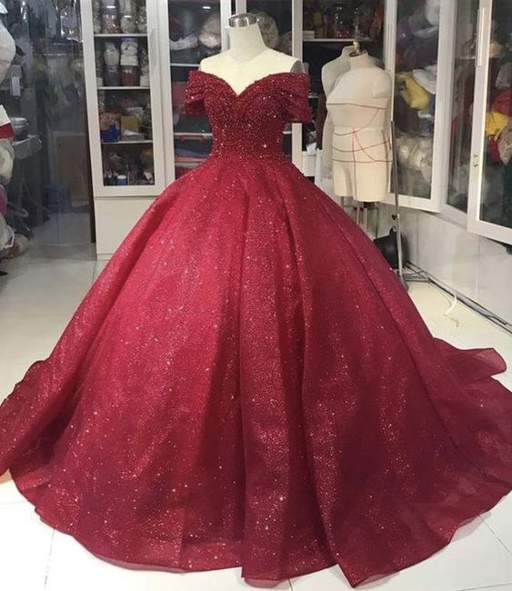 Burgundy A line long ball gown dress off shoulder evening prom dress cg20796