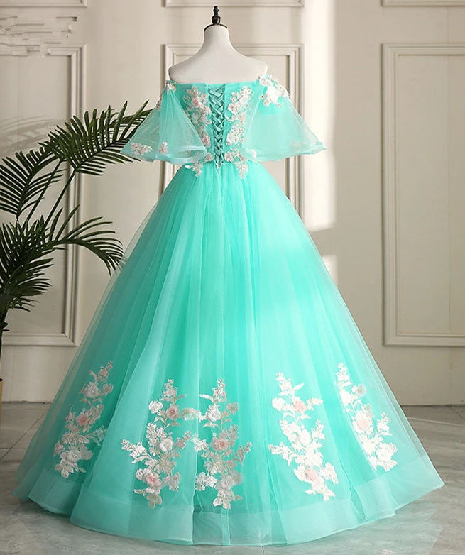 Mint Green Sweetheart Sweetheart Flowers Tulle Formal Dress Prom Dress Party Dress cg20879