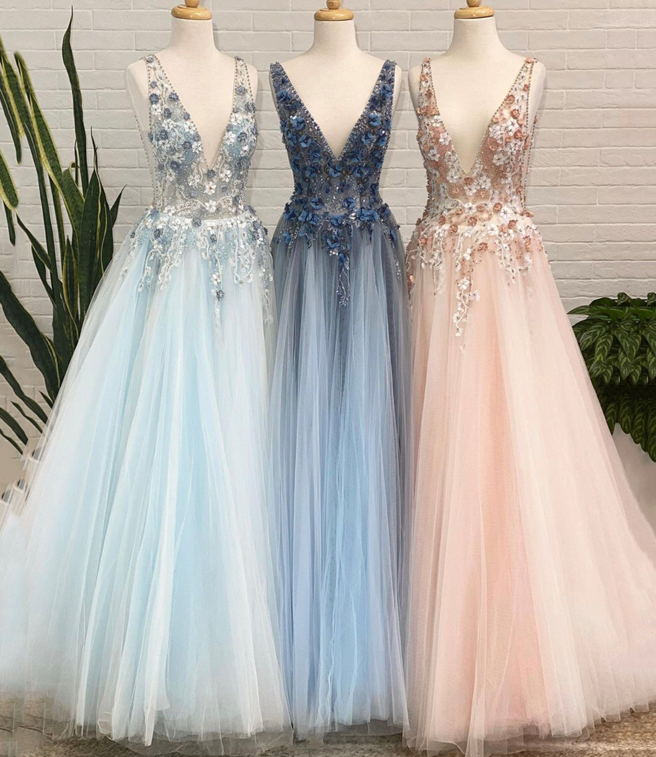 CUTE V NECK LACE LONG A LINE PROM DRESS EVENING DRESS cg20882