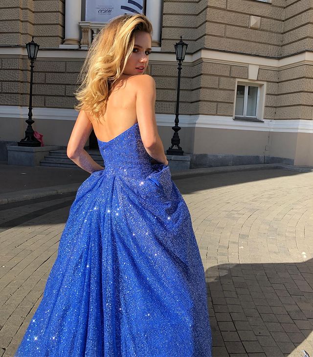Bling A Line Sweetheart Royal Blue Long Prom Party Dress cg20924
