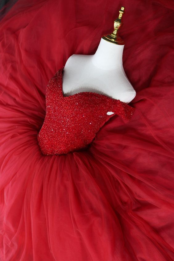 shiny off the shoulder red long ball gown prom dress cg20991