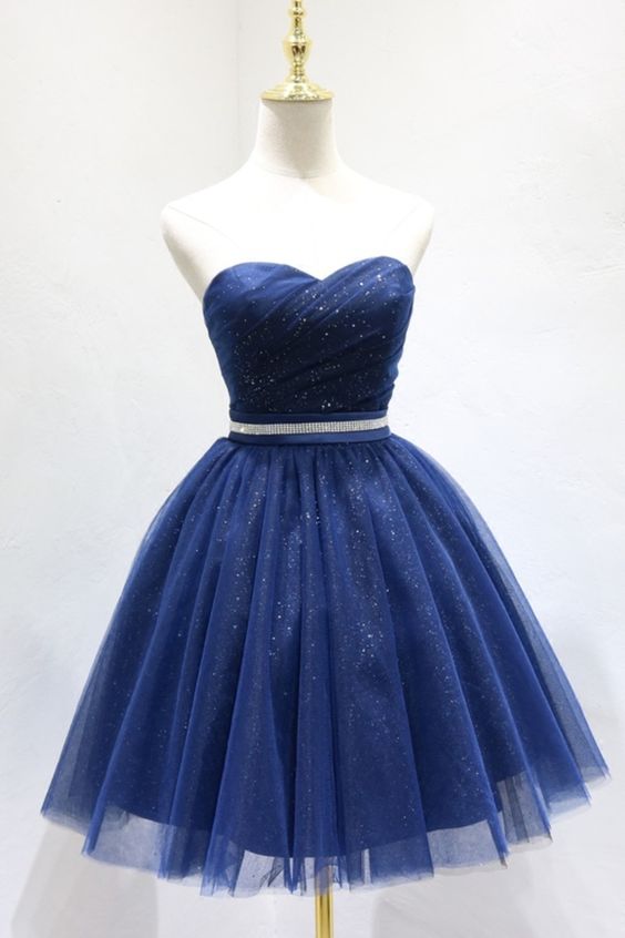 Sweetheart navy blue A-line short party dress homecoming dress sweet 16 dress cg21015