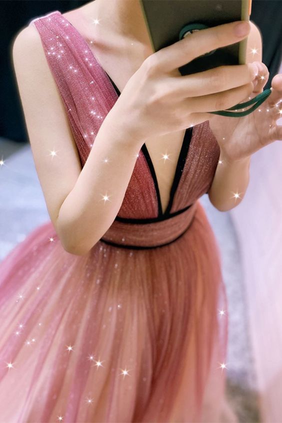 A-line ombre tulle long evening dress Prom Dress cg21017