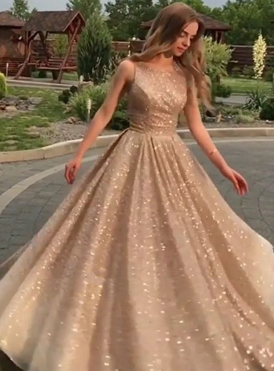 A-Line Sparkle Long Prom Dress Formal Evening Dresses cg21099