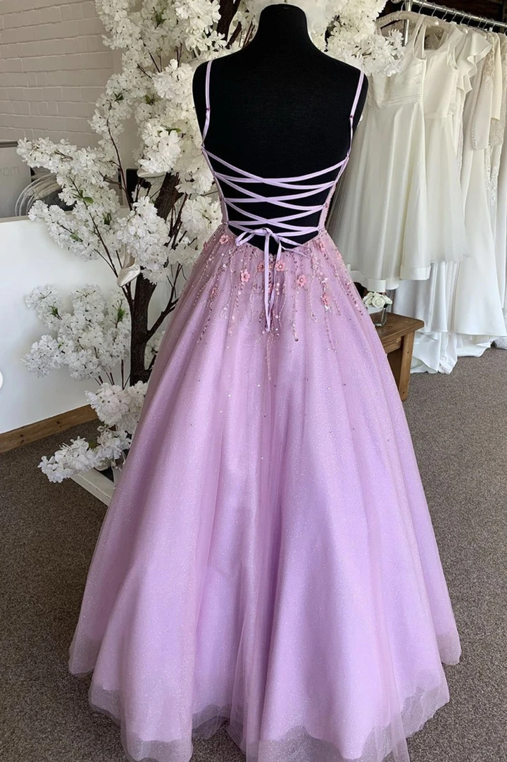 Lovely v neck lace appliqué prom dress evening dress cg21106