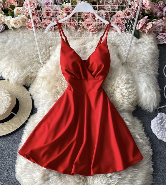 Cute A line v neck short dress Homecoming Dress cg21123
