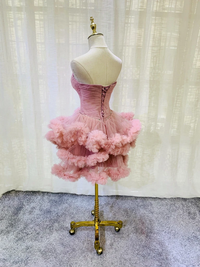 Lovely Pink Sweetheart Beaded Short Cocktail Dress, Pink Homecoming Dress Party Dress cg21263