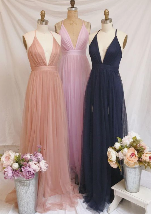 Charming A Line tulle simple Long Prom Dress cg21548