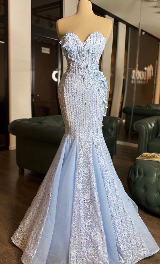 Blue Prom Dresses with Lace Appliques cg21812