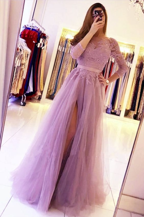 Modest Mauve Bridesmaid prom Dresses With Sleeves cg21836