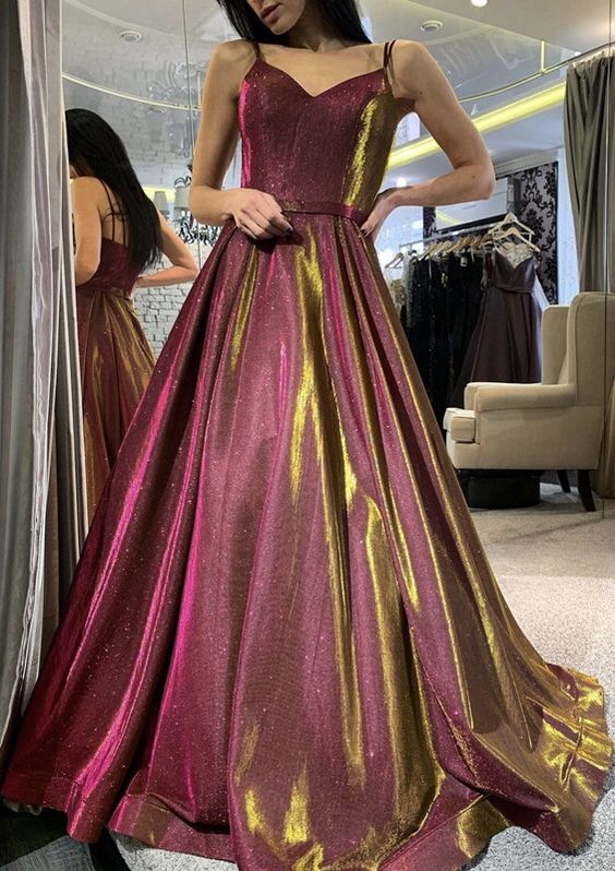 Ombre glitter prom long dresses 2021 women’s v neck evening gown cg21841